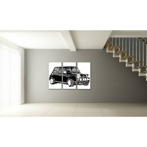 Ručně malovaný POP Art Mini Cooper 3 dílný 120x80cm