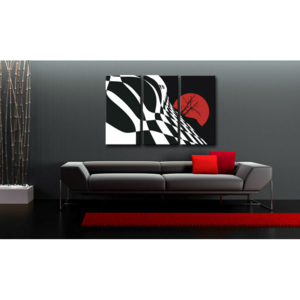 Ručně malovaný POP Art Abstract Chessboard 3 dílný 120x80cm