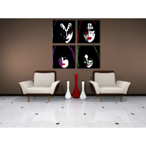 Ručně malovaný POP Art Sleva 25% obraz Kiss 4 dílný 100x100 cm kiss / 24h
