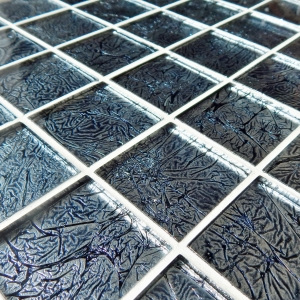 MOSAGRES No-10592 Mozaika 300x300x8mm sklo malovaná šedomodročerná