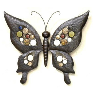 Kovový motýl s barevnými kameny - Interservis