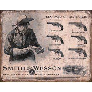 Plechová cedule: Smith & Wesson (Revolver Manufacturer) - 30x40 cm