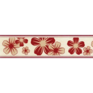 Samolepící bordura květy červeno-hnědé 50034 5 m x 5 cm IMPOL TRADE