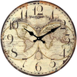 Postershop Nástěnné skleněné hodiny: Historická mapa - 34 cm