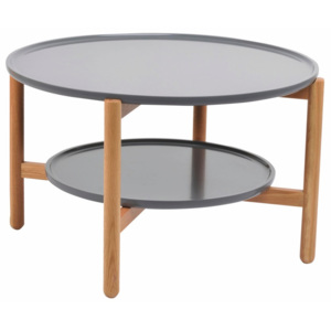 Šedý dubový stolek Folke Wendigo, ⌀ 80 cm