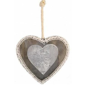 Dřevěné srdce s plechovým středem 25 x 15,5 cm - Art-Pol