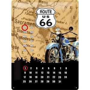 Nostalgic Art Plechová cedule: Route 66 (kalendář) - 40x30 cm