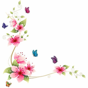ZOOYOO Samolepka na zeď květiny a motýlci 62 x 64 cm