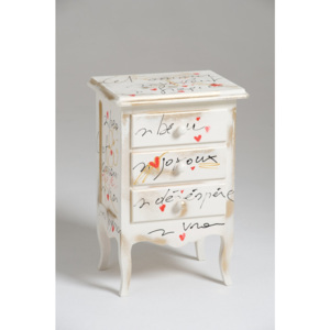 Bílý dřevěný noční stolek se 3 zásuvkami Castagnetti Signac