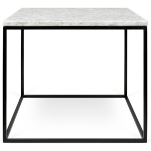 Bílý mramorový konferenční stolek s černými nohami TemaHome Gleam, 50 x 50 cm