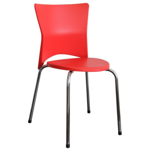 Tempo Kondela Jídelní židle BRISA - chrom + červený plast