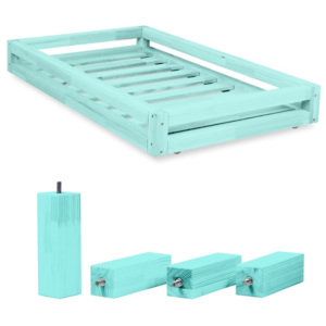 Set modré zásuvky pod postel a 4 prodloužených nohou Benlemi, pro postel 80 x 160 cm