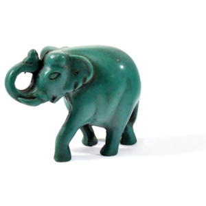 Soška slona z pryskyřice, tyrkysová, 8x6cm