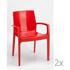 Sada 2 červených jídelních židlí Castagnetti Cream