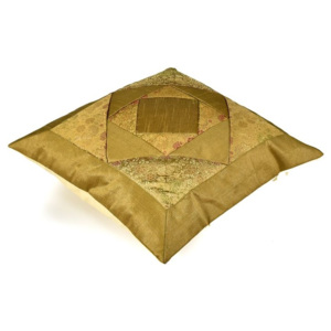 Povlak na polštář, zlatý, geometrické tvary, zlatá výšivka, 40x40cm