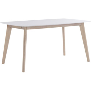 Bílý dřevěný jídelní stůl s matně lakovanými nohami Folke Sanna, délka 150 cm