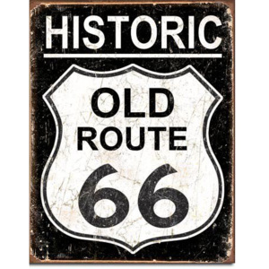 Plechová cedule: (Historic) OLD Route 66 - 40x30 cm