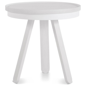 Bílý odkládací stolek z jasanového dřeva s podnosem Woodendot Batea S
