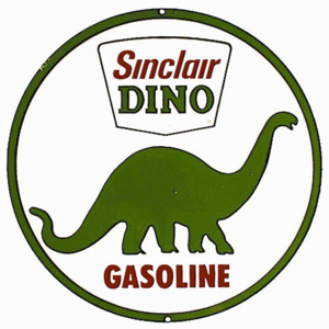 Plechová cedule: Sinclair Dino Gasoline - 30x30 cm