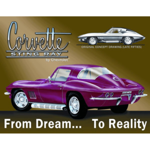 Plechová cedule: Corvette (Sting Ray) - 30x40 cm