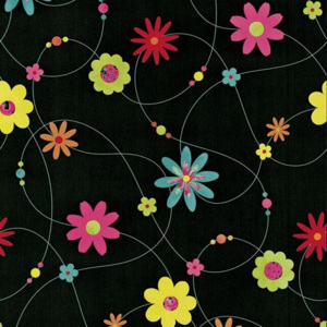 Papírové tapety na zeď X-treme Colors 05563-10, rozměr 10,05 m x 0,53 m, květiny barevné na černém podkladu, P+S International