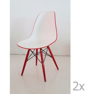 Sada 2 bílo-červených jídelních židlí Castagnetti Poly