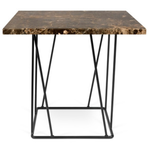 Hnědý mramorový konferenční stolek s černými nohami TemaHome Helix, 50 x 50 cm