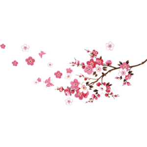 ZOOYOO Samolepka na zeď růžové květy - sakura 50 x 120 cm