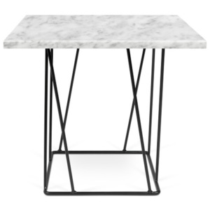 Bílý mramorový konferenční stolek s černými nohami TemaHome Helix, 50 x 50 cm