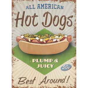 Plechová cedule - All american Hot Dogs