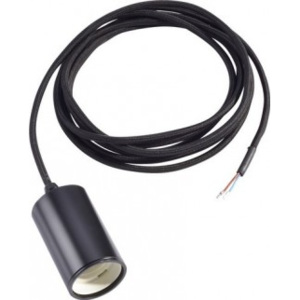 Závěsné svítidlo FITU E27, kulaté, černé, E27, max. 60 W, 2,5 m kabel s otevřeným koncem. - BIG WHITE