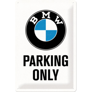 Nostalgic Art Plechová cedule: BMW Parking Only (bílá) - 30x20 cm