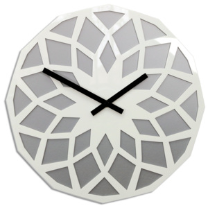 Moderní nástěnné hodiny LOTOS STONE WHITEH MCNH062-stonewhite (nalepovací hodiny na stěnu)