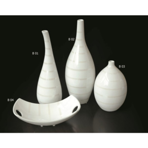 DecorOnline.cz Dekorační váza White Stripe Rozměry: 14,5 x 14,5 x 39 cm