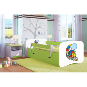 Forclaire Dětská postel se zábranou Ourbaby - Veselý vláček postel 140 x 70 cm