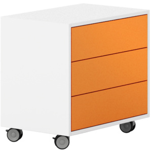 PLAN Pojízdný skříňka se 3 zásuvkami White LAYERS, oranžové zásuvky