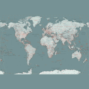 Fototapeta: Strieborná mapa sveta - 158x232 cm