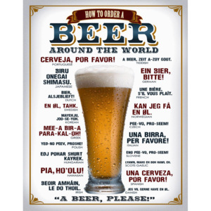 Plechová cedule: Beer (around the world) - 40x30 cm