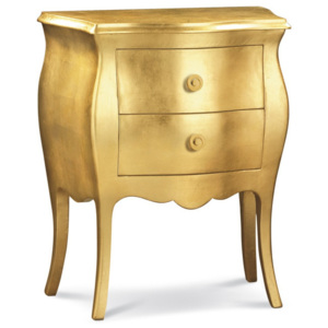 Dřevěný noční stolek ve zlaté barvě se 2 zásuvkami Castagnetti