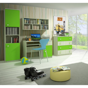 Dětský pokoj v kombinaci zelené barvy a dekoru jasan typ C F1162