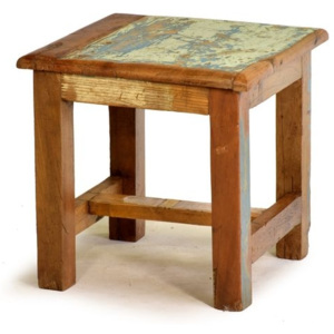 Stolička z antik teakového dřeva, "GOA" styl, 30x30x30cm