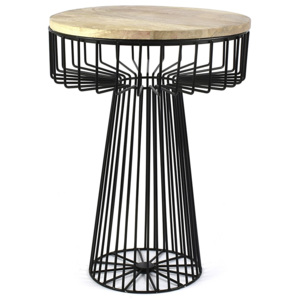 Černý stolek se snímatelnou deskou z mangového dřeva HF Living Spore
