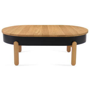Přírodno-černý odkládací stolek z dubového dřeva s úložným prostorem Woodendot Batea L