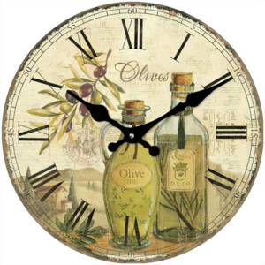 Postershop Nástěnné skleněné hodiny: Olivy (1) - 34 cm