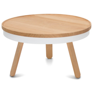 Přírodno-bílý odkládací stolek z dubového dřeva s úložným prostorem Woodendot Batea M