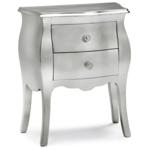 Dřevěný noční stolek ve stříbrné barvě se 2 zásuvkami Castagnetti