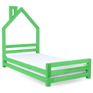 Dětská zelená postel z borovicového dřeva Benlemi Wally, 80 x 160 cm