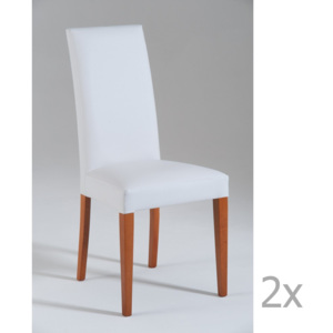 Sada 2 bílých jídelních židlí s hnědými nohami Castagnetti Tempi