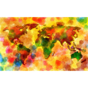 C10423P4 Fototapeta: Pestrobarevná mapa světa - 184x254 cm