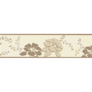 Vinylová bordura květy hnědé a metalické 1800630, rozměr 5 m x 13,3 cm, P+S International